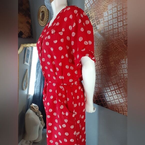 Vintage Abstract Print Button Down Midi Dress - Picture 10 of 13